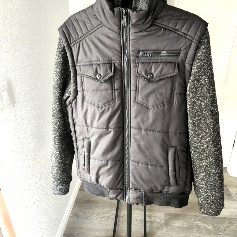 Black grey mans large jacket.